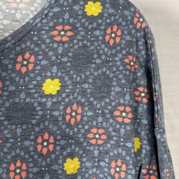 LuLaRoe IRMA Heathered Gray Floral Yellow Daisies Hi-Low Tunic Top Shirt SMALL S - Picture 3 of 6